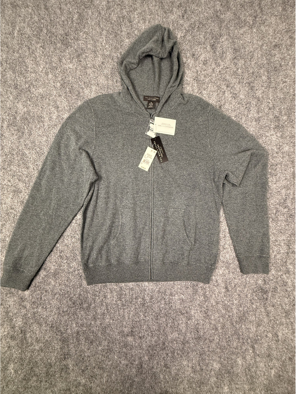 Loro Piana Men's Gray Cashmere Full Zip Hoodie Sweater Size